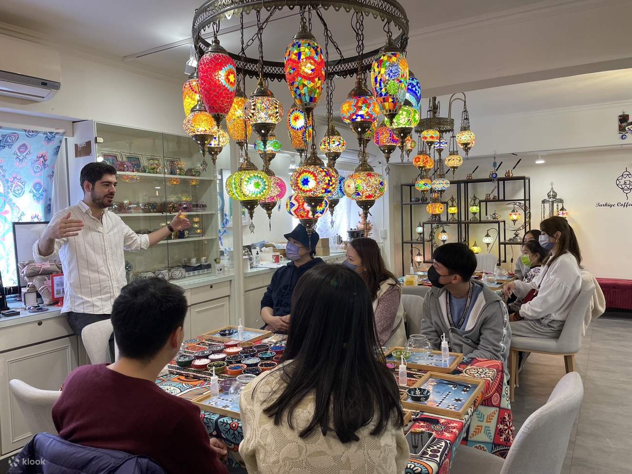 Taipei｜Turkiye Coffee&Mosaic studio｜Esperienza fai-da-te turca｜Caffè turco sulla sabbia・Lampada a mosaico
