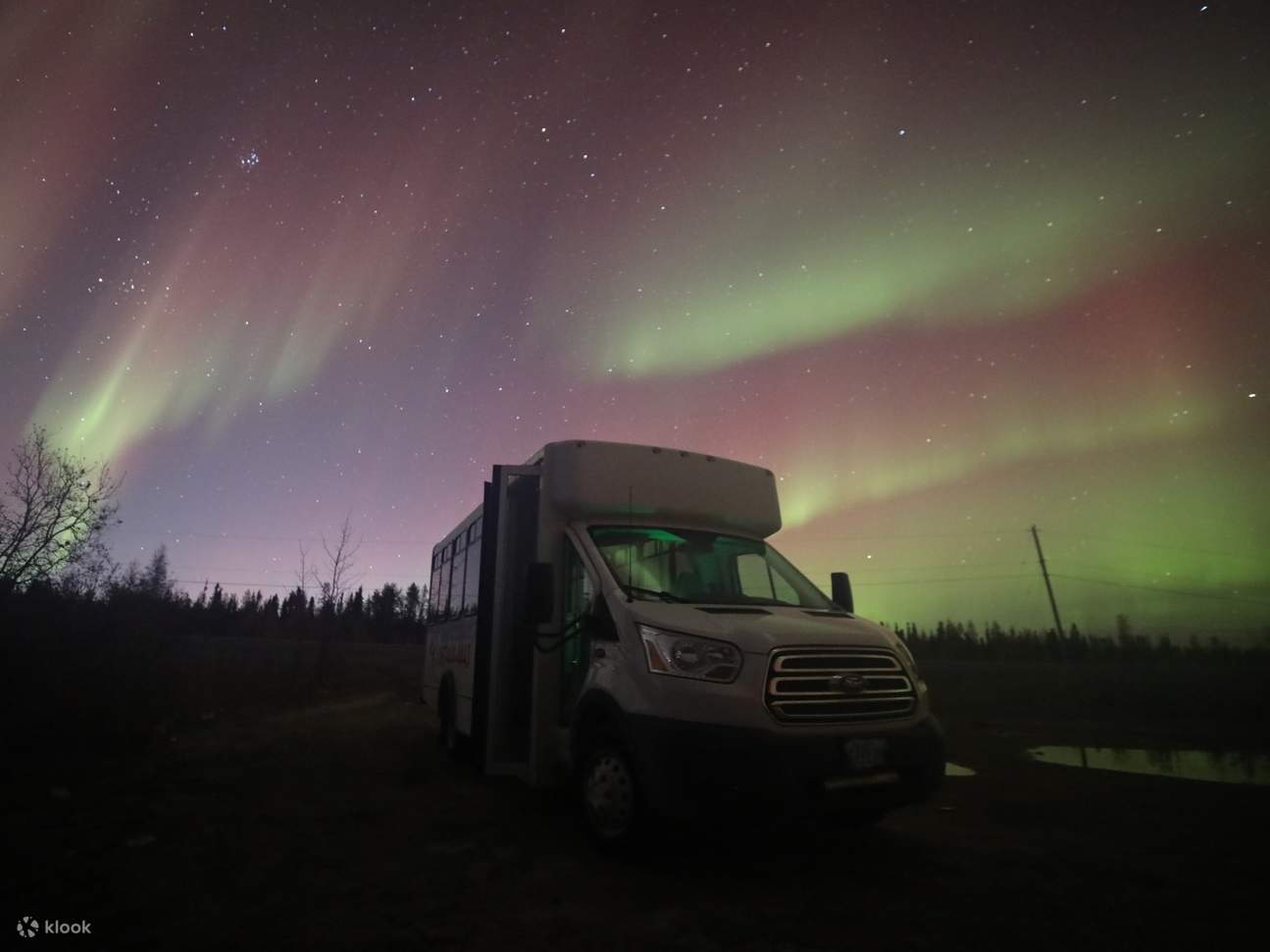 在开阔的天空下，您可以欣赏到完美的极光景色