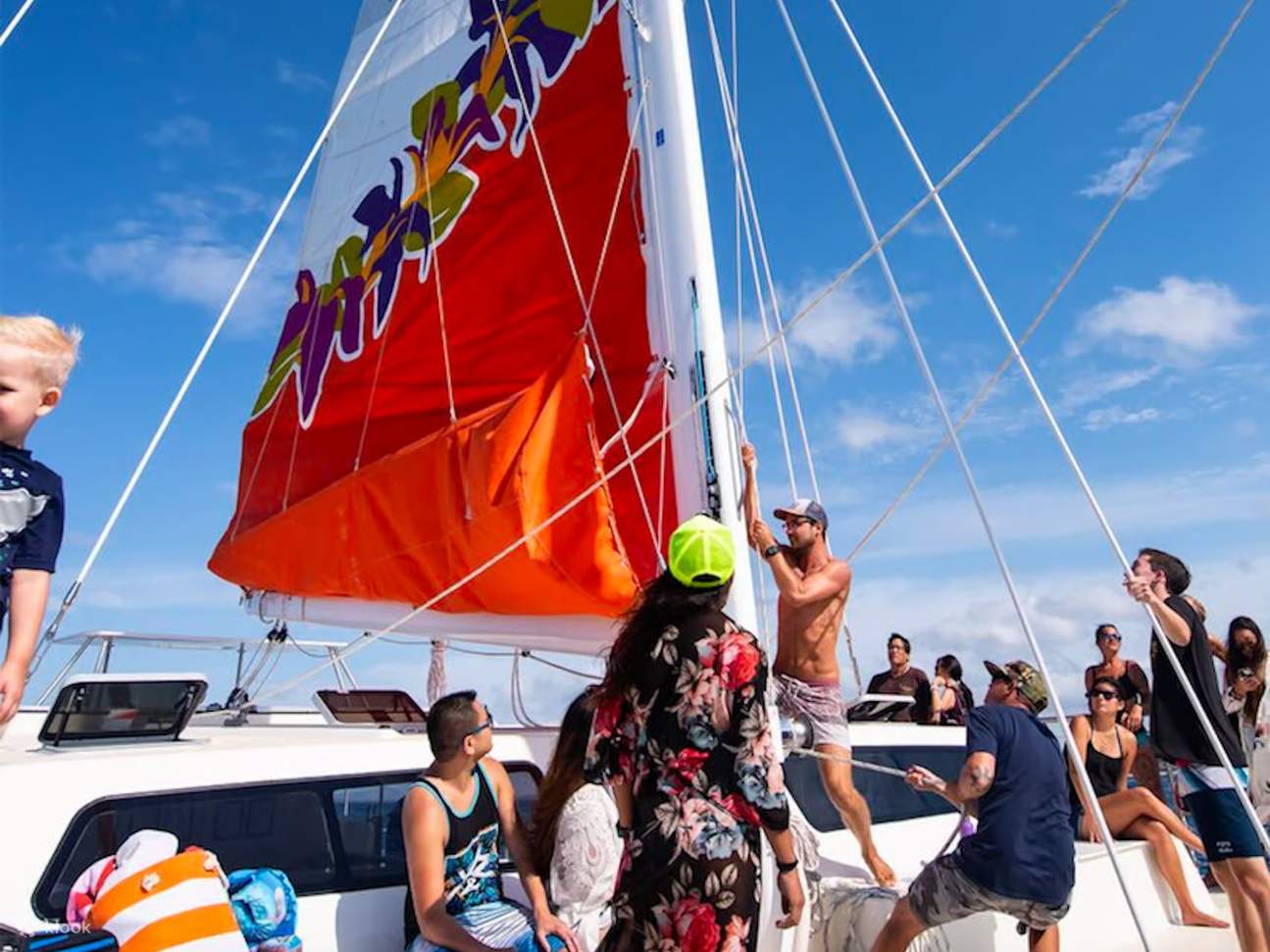 Spacious sailing catamaran offers plenty of room for relaxation during your Waikoloa adventure