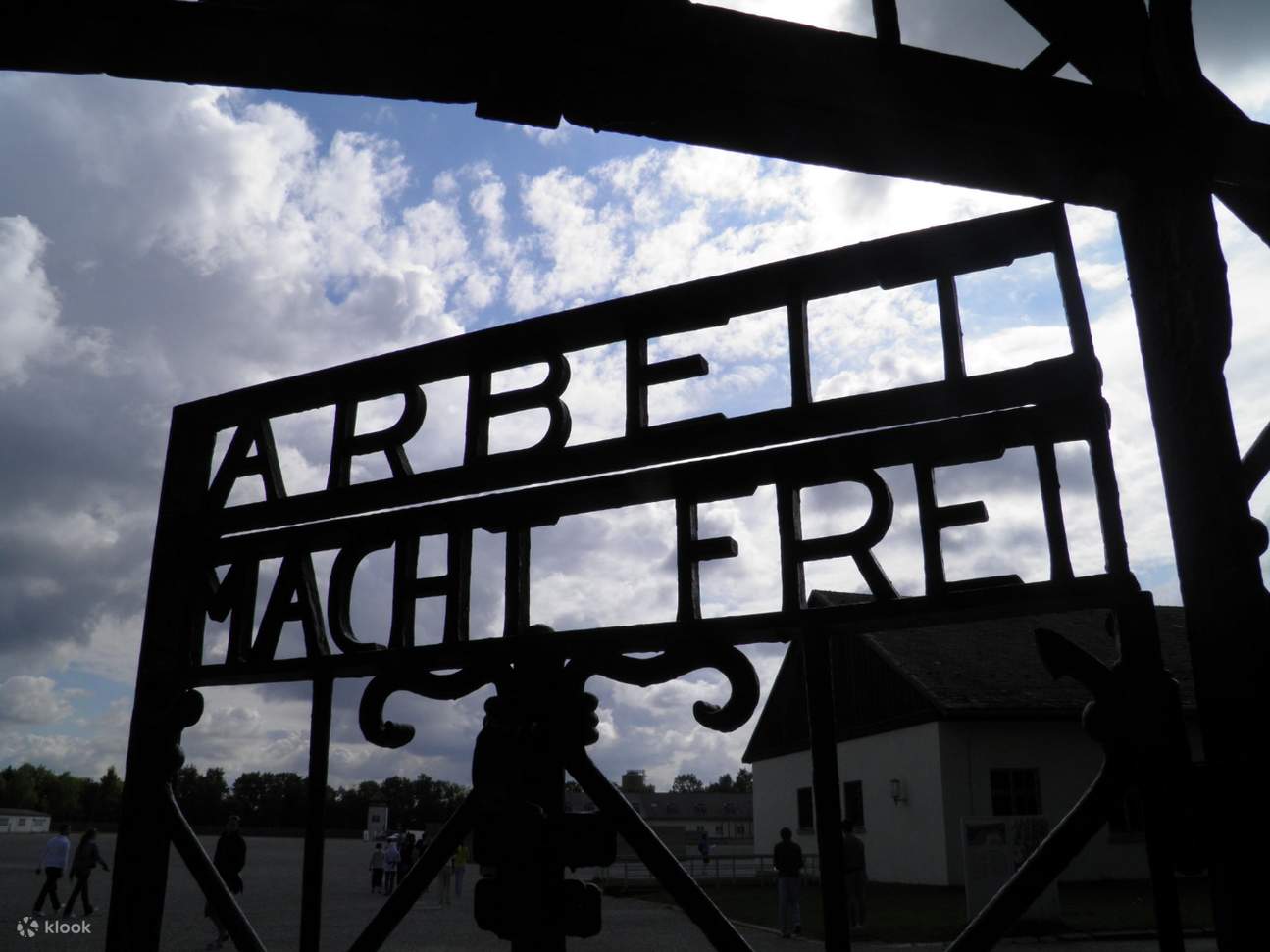 a steel gate carved with 'arbeit macht frei'