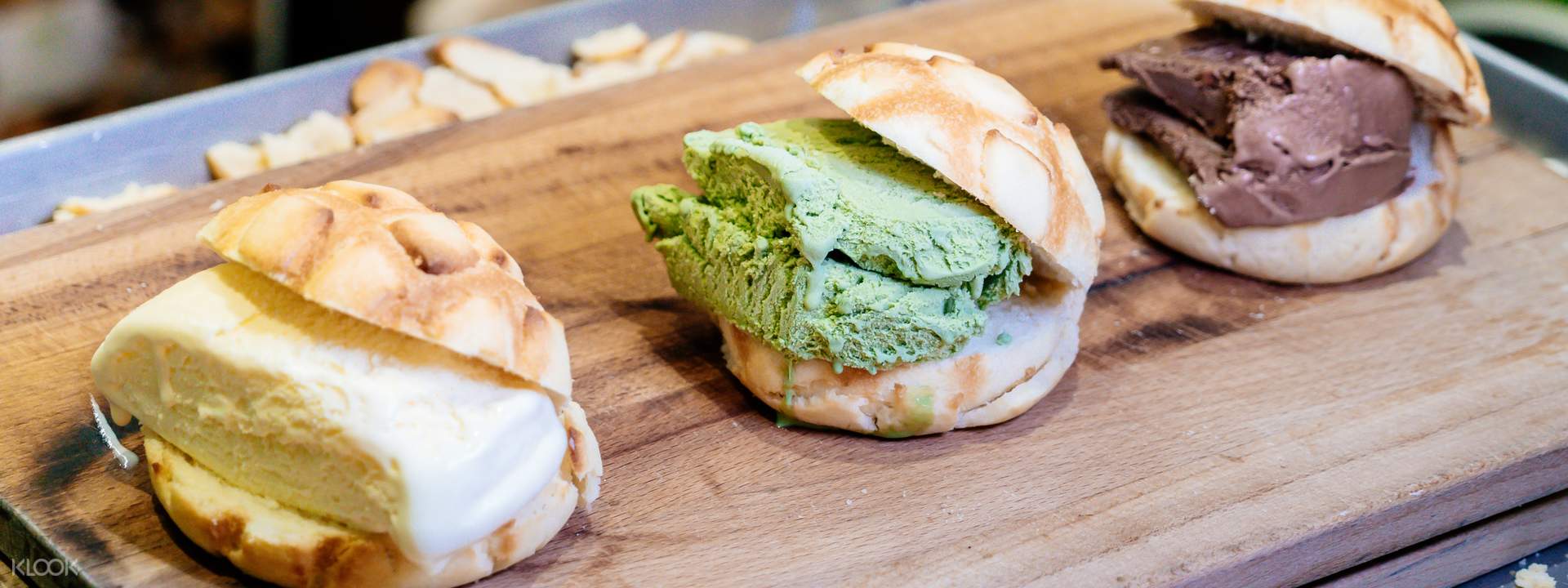 melonpan ice-cream in hong kong