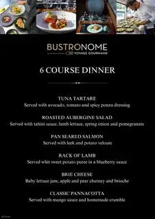 Delicious 6 course dinner menu