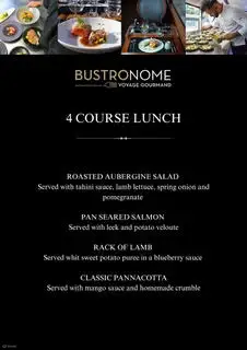 The delightful 4 course lunch menu