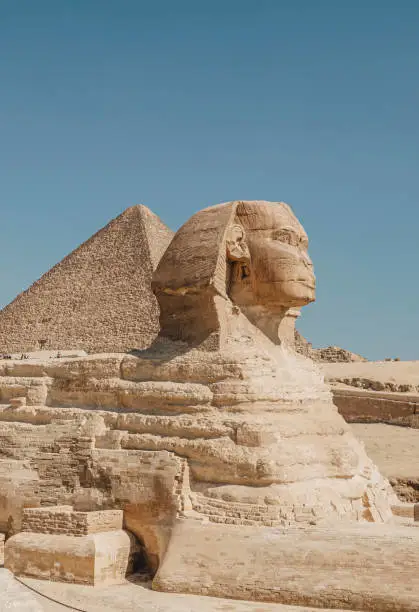 A closer view of a pyramid at the Giza Plateau