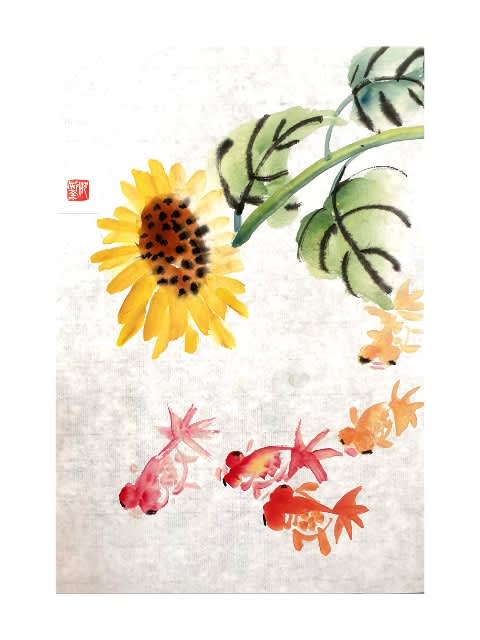 水墨画 花と鳥の絵 Amazon | LangShining水墨画鳥と花の絵春の水墨画シルク