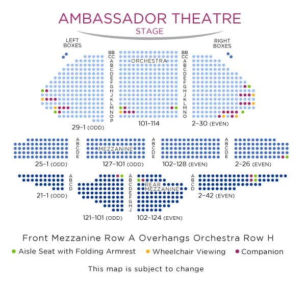 Ambassador Theatre 座位图