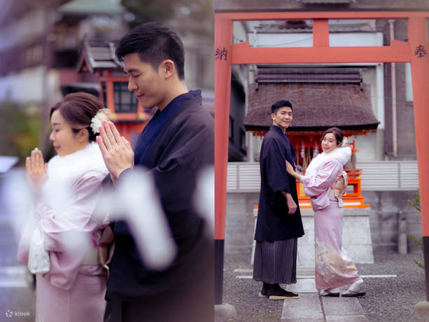 커플 참배 사진 촬영