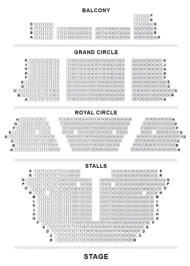 Disposizione dei posti a sedere nel teatro di Sua Maestà