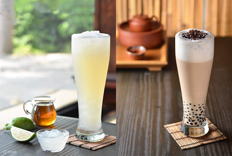 Honey Lemon Drink with Aloe Vera dan Black Milk Tea with Pearls di TP Tea di Central - Flagship Store (Des Voeux Road Central)