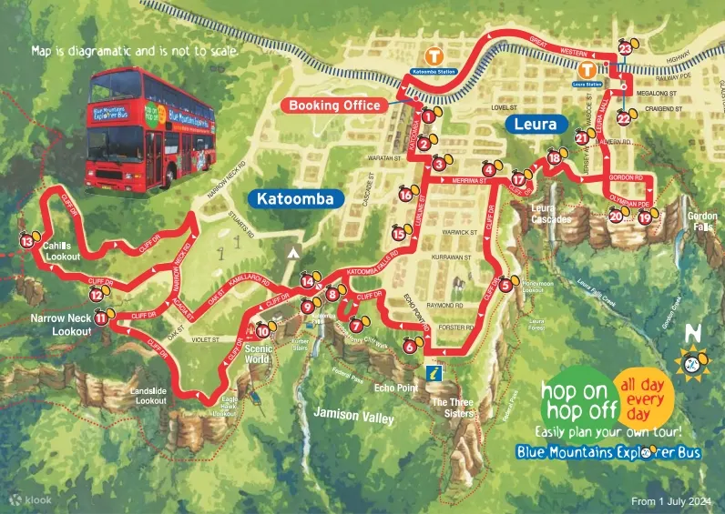 Refer to the updated map of the bus throughout the day, every day