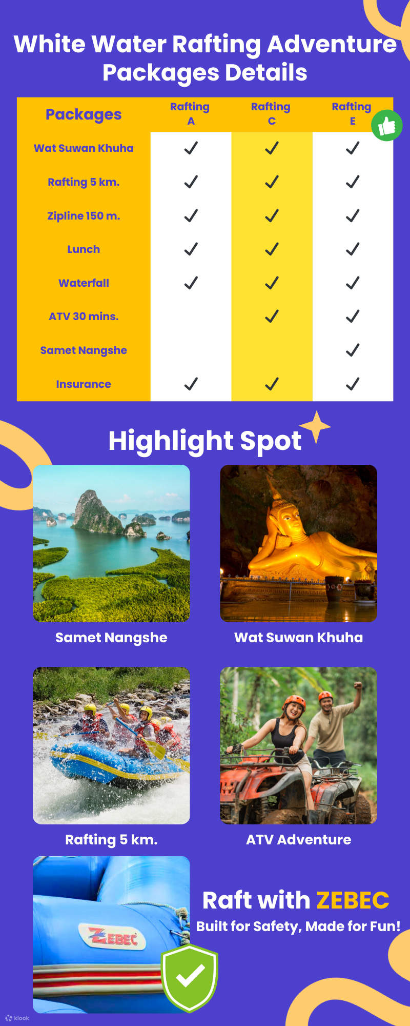 Avventura di rafting, ATV, Bagno con gli elefanti, Samet Nangshe e altro  