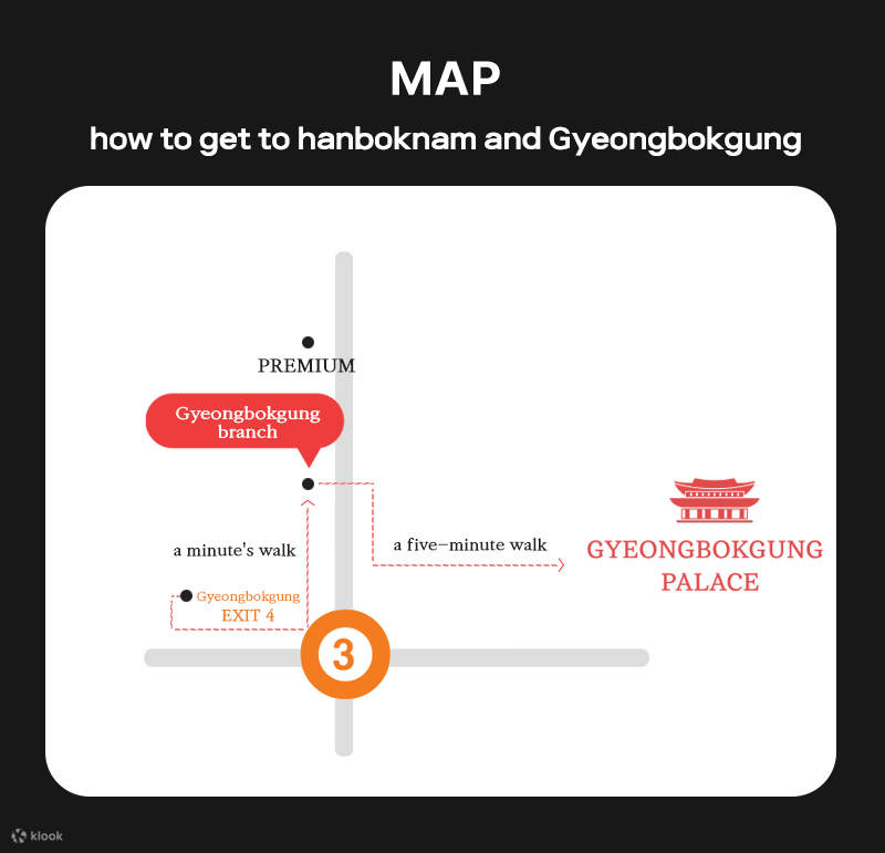 Hanbok-Verleih mit koreanischem Haarstyling im Hanboknam Gyeongbokgung