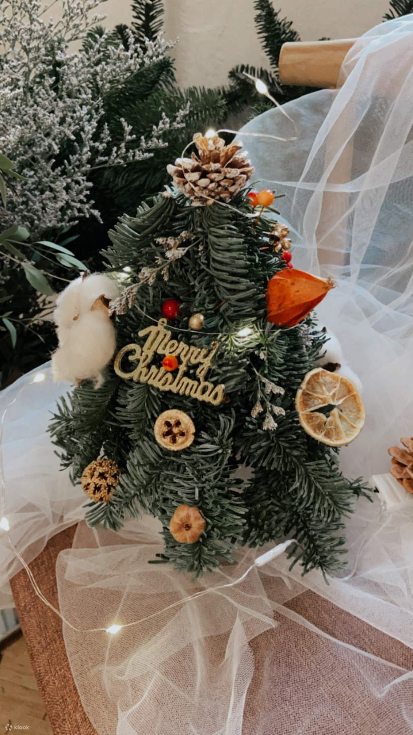 Myosotis 꽃 미니 크리스마스 트리 워크샵