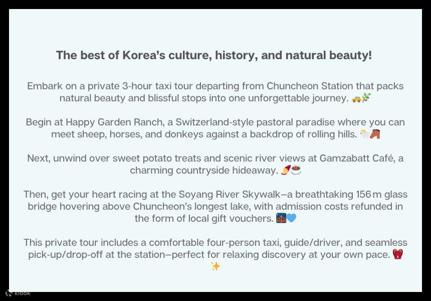 Tour Taxi 3 Giờ Chuncheon