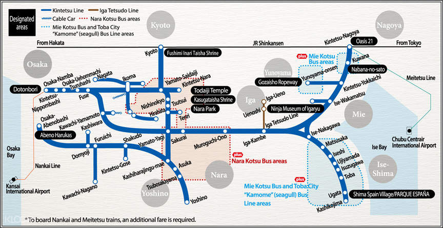 Kintetsu Rail Pass (1 Day/2 Days/5 Days/Plus)