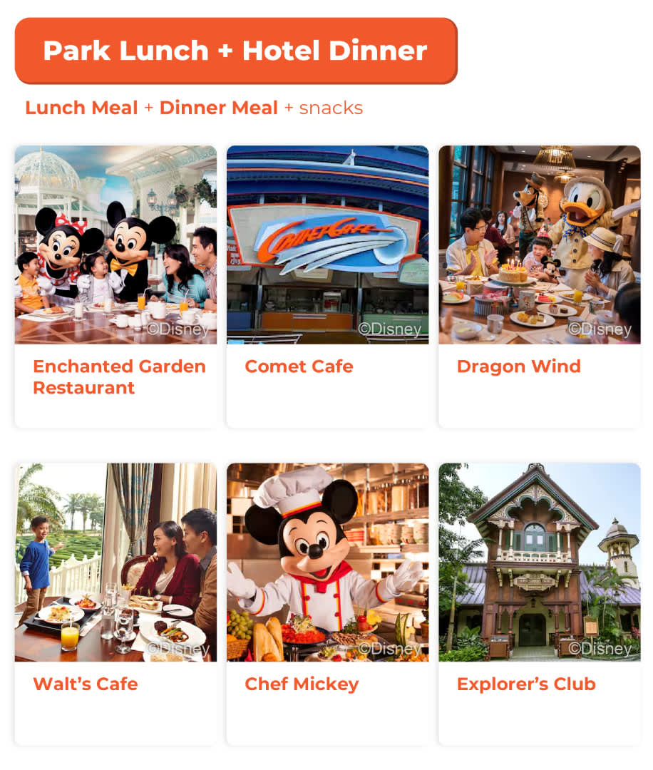 Hong kong Disneyland park lunch and hotel dinner
