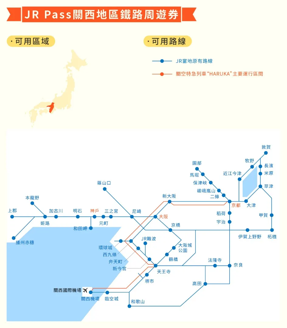 5日券jr关西广域铁路周游券 关西机场领取 香港机场快线车票 日本无限流量4g上网卡 香港领取 Klook客路