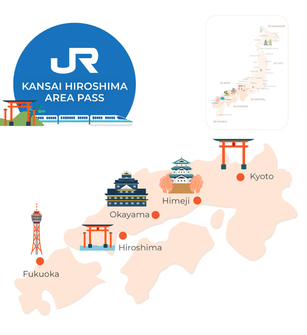 5 Day JR Kansai Hiroshima Area Pass
