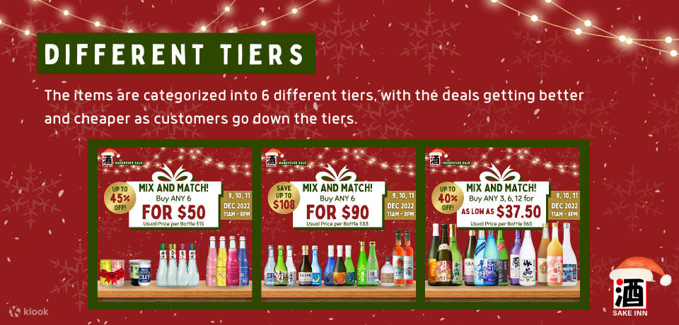 Sake Inn Warehouse sale tiers