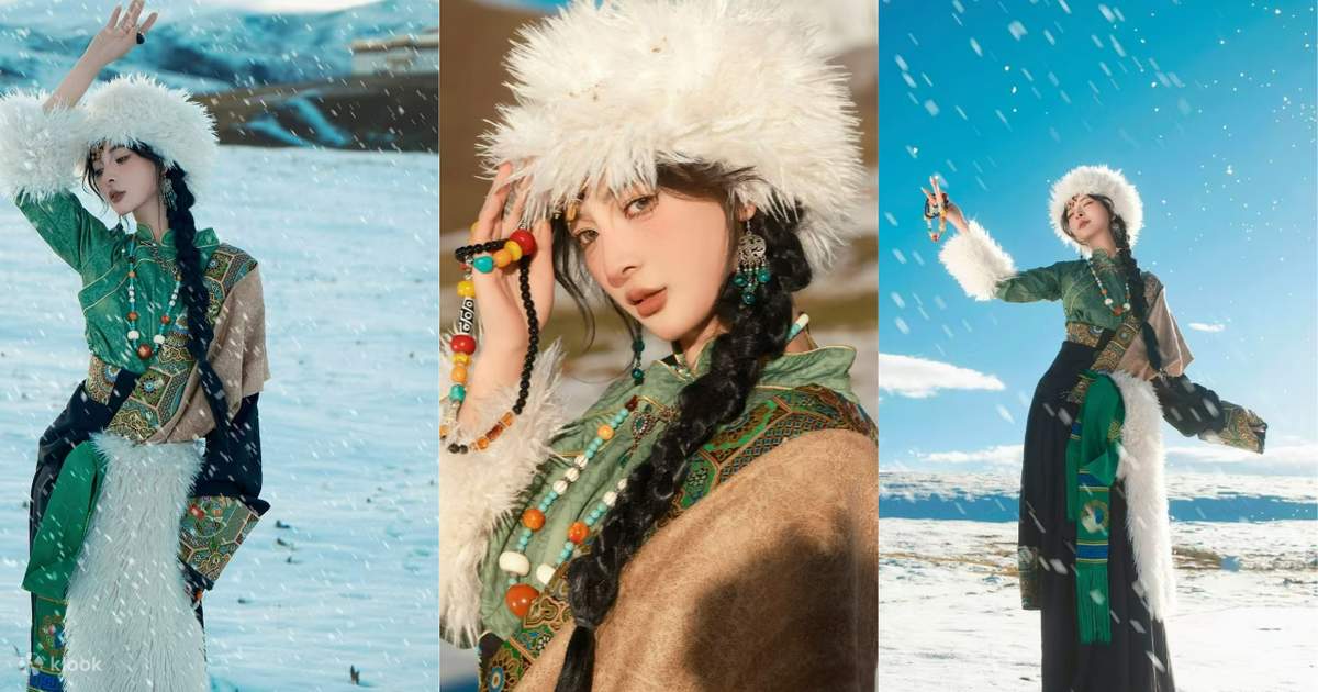 九寨溝チベット民族衣装写真撮影
