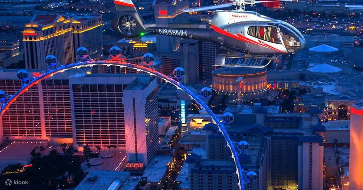 ラスベガスストリップ上空 ヘリコプター夜間遊覧飛行体験（ラスベガス 